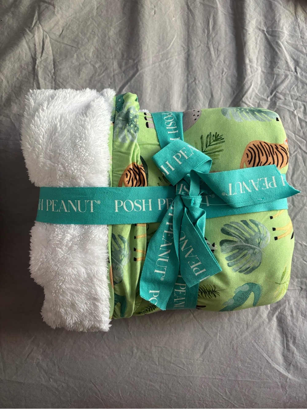 Posh Peanut Green Jungle Sherpa Baby Blanket
